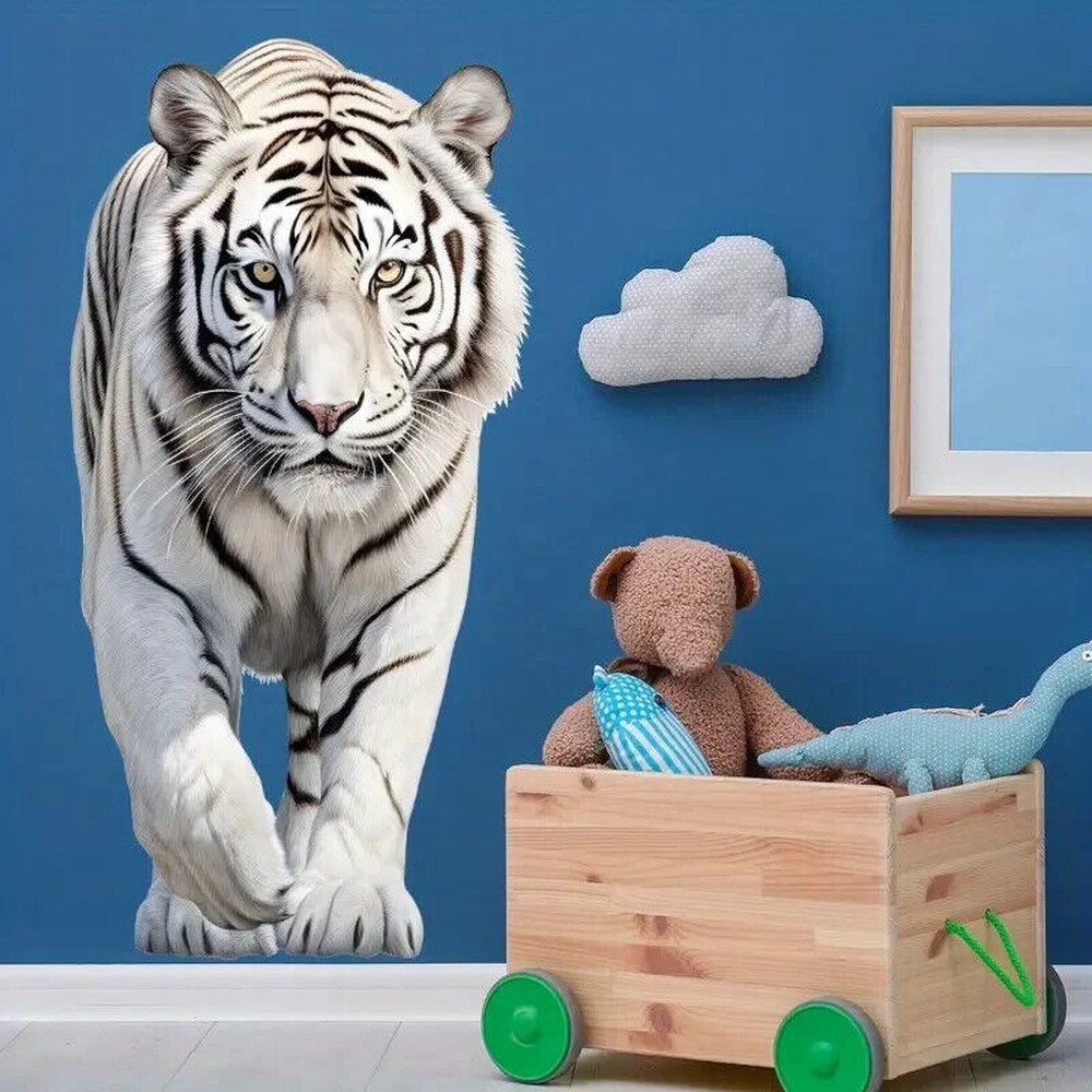 Realistic White Tiger 3D Wall Decal 23.6" x 11.8" NEW! Home & Garden:Home Décor:Decals, Stickers & Vinyl Art Style Your Walls